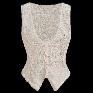 🌵🏜️Crochet Lace Button-Up Vest ~ Western Wear
